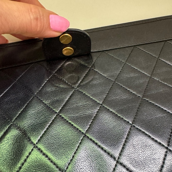 Auth CHANEL Matelasse Clutch Bag Lambskin Black Quilted Coco Mark CC Logo - Picture 7 of 14